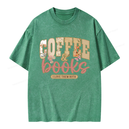 Pagewings Coffee And Books Unisex Washed T-shirt