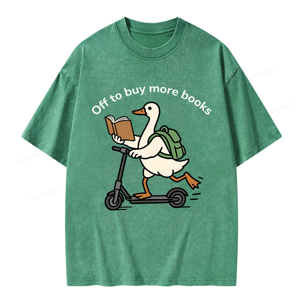 Pagewings Off to Buy More Books Unisex Washed T-shirt