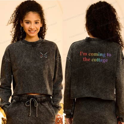 Pagewings I'm Coming To The Cottage Washed Crop Sweatshirt