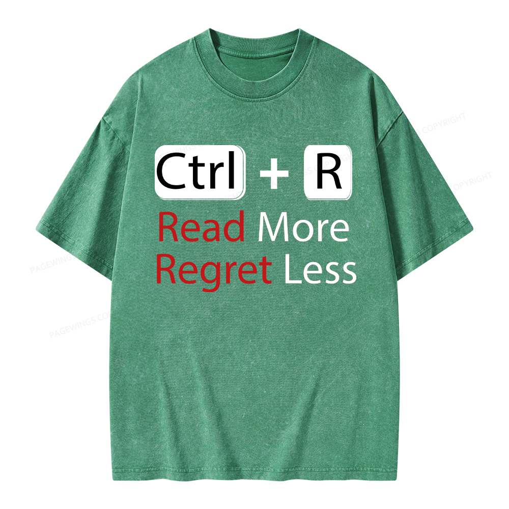 Pagewings Read More Regret Less Unisex Washed T-shirt