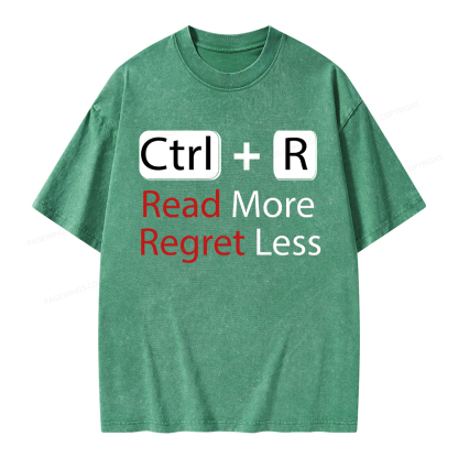 Pagewings Read More Regret Less Unisex Washed T-shirt