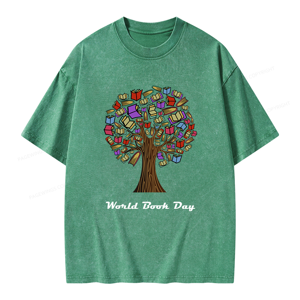 Pagewings World Book Day Tree Unisex Washed T-shirt