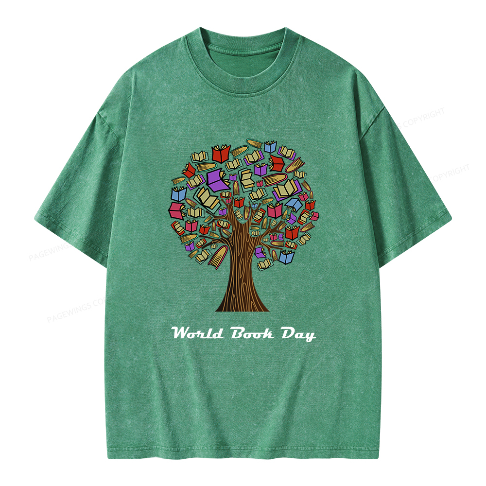 Pagewings World Book Day Tree Unisex Washed T-shirt