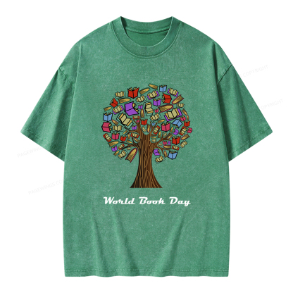 Pagewings World Book Day Tree Unisex Washed T-shirt