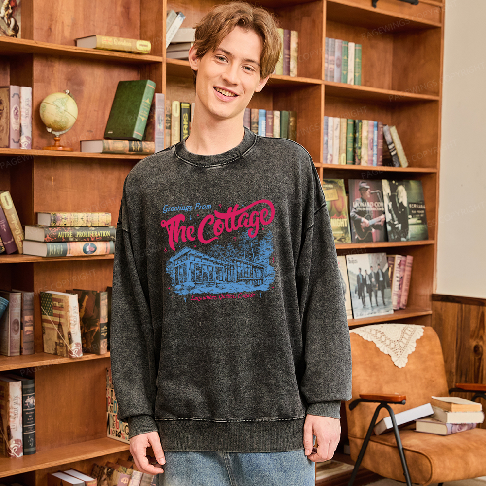 Pagewings Coming To The Cottage Unisex Washed Sweatshirt