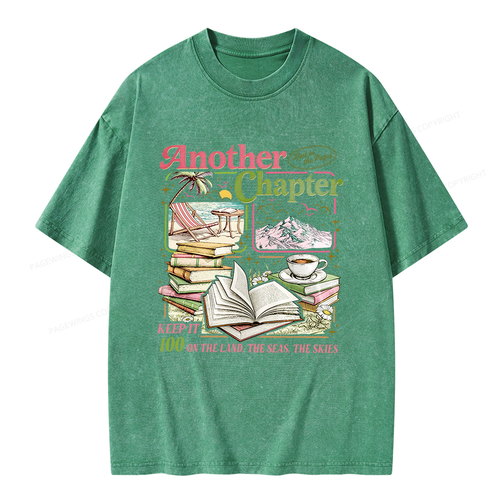 Pagewings One More Chapter Bookish Unisex Washed T-shirt
