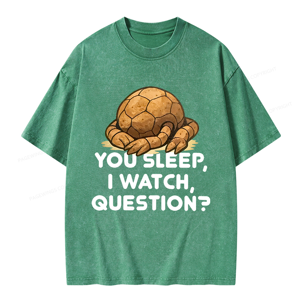 Pagewings You Sleep I Watch Question Unisex Washed T-shirt