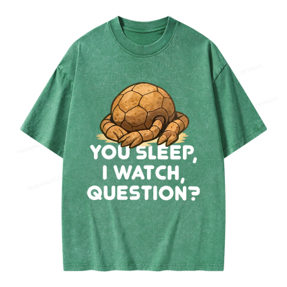 Pagewings You Sleep I Watch Question Unisex Washed T-shirt