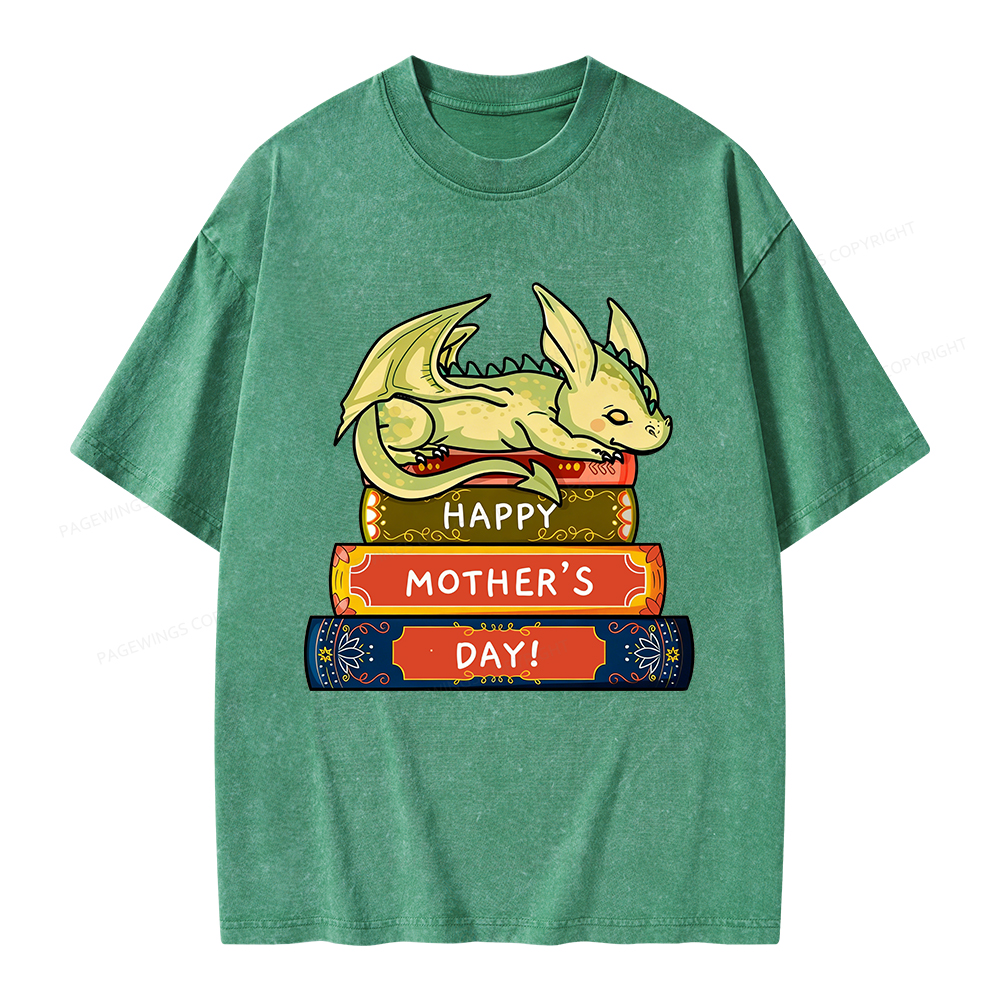 Pagewings Book Dragon Happy Mother's Day Unisex Washed T-shirt