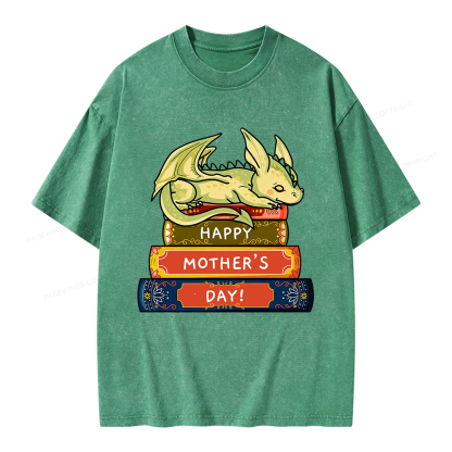 Pagewings Book Dragon Happy Mother's Day Unisex Washed T-shirt