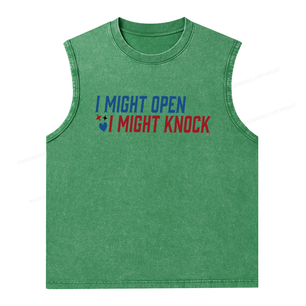 Pagewings I Might Knock Unisex Washed Tank Top