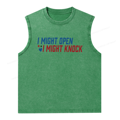 Pagewings I Might Knock Unisex Washed Tank Top