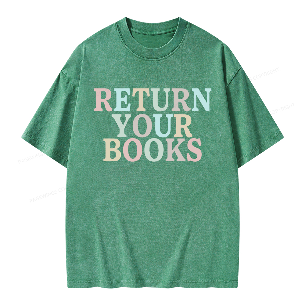 Pagewings Return Your Books Library Unisex Washed T-shirt