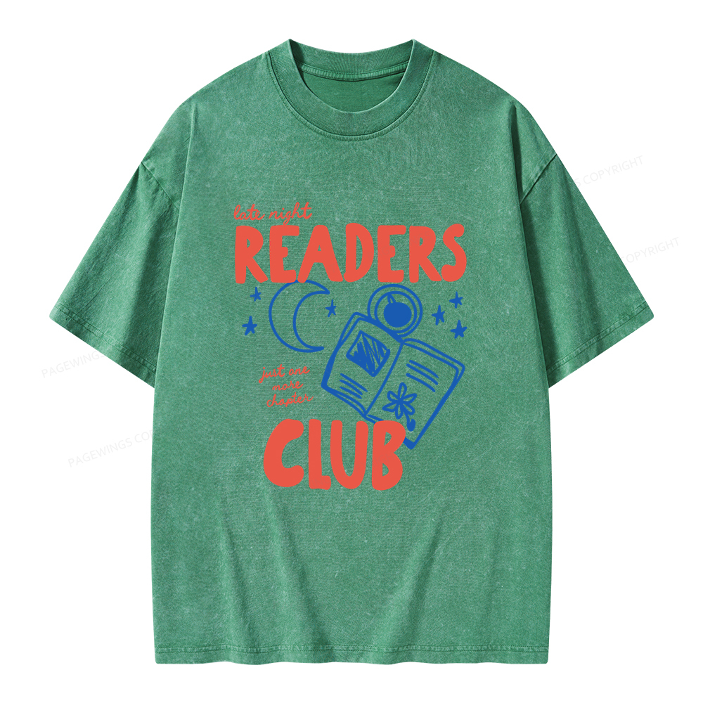 Pagewings Late Night Readers Club Unisex Washed T-shirt