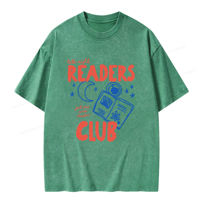 Pagewings Late Night Readers Club Unisex Washed T-shirt