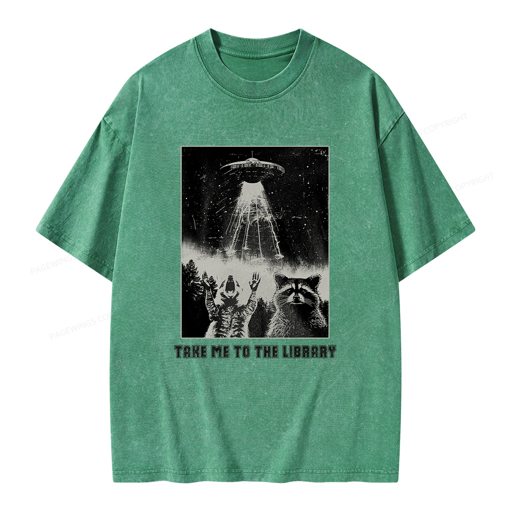 Pagewings Take Me To The Library Unisex Washed T-shirt