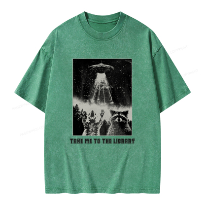 Pagewings Take Me To The Library Unisex Washed T-shirt