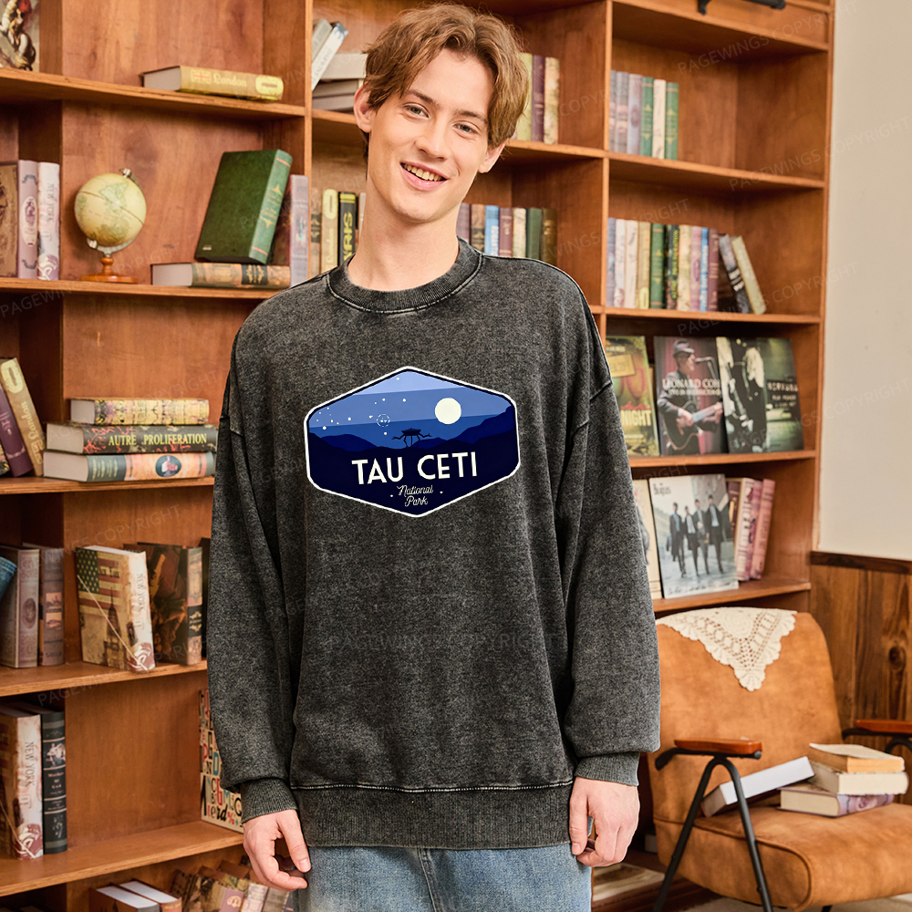 Pagewings Tau Ceti Unisex Washed Sweatshirt