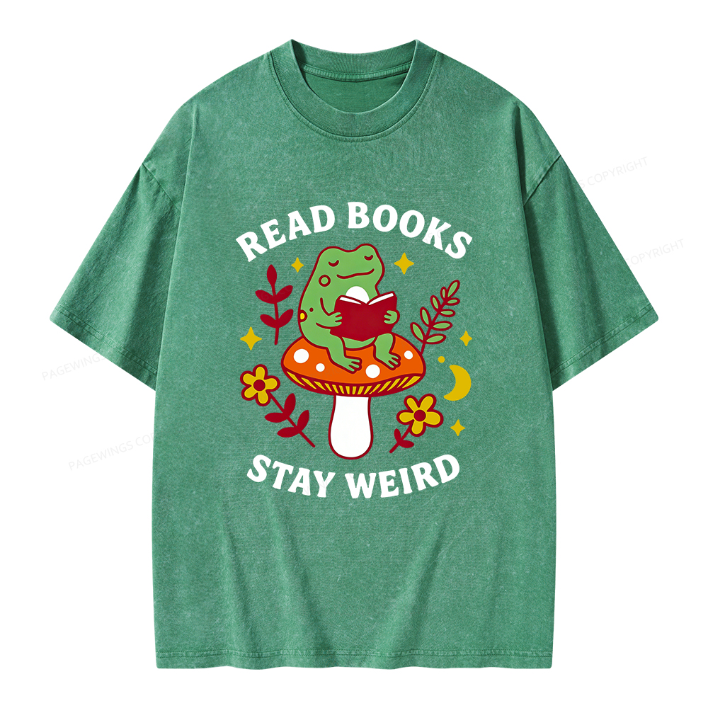 Pagewings Read Books Stay Weird Unisex Washed T-shirt