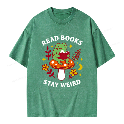 Pagewings Read Books Stay Weird Unisex Washed T-shirt