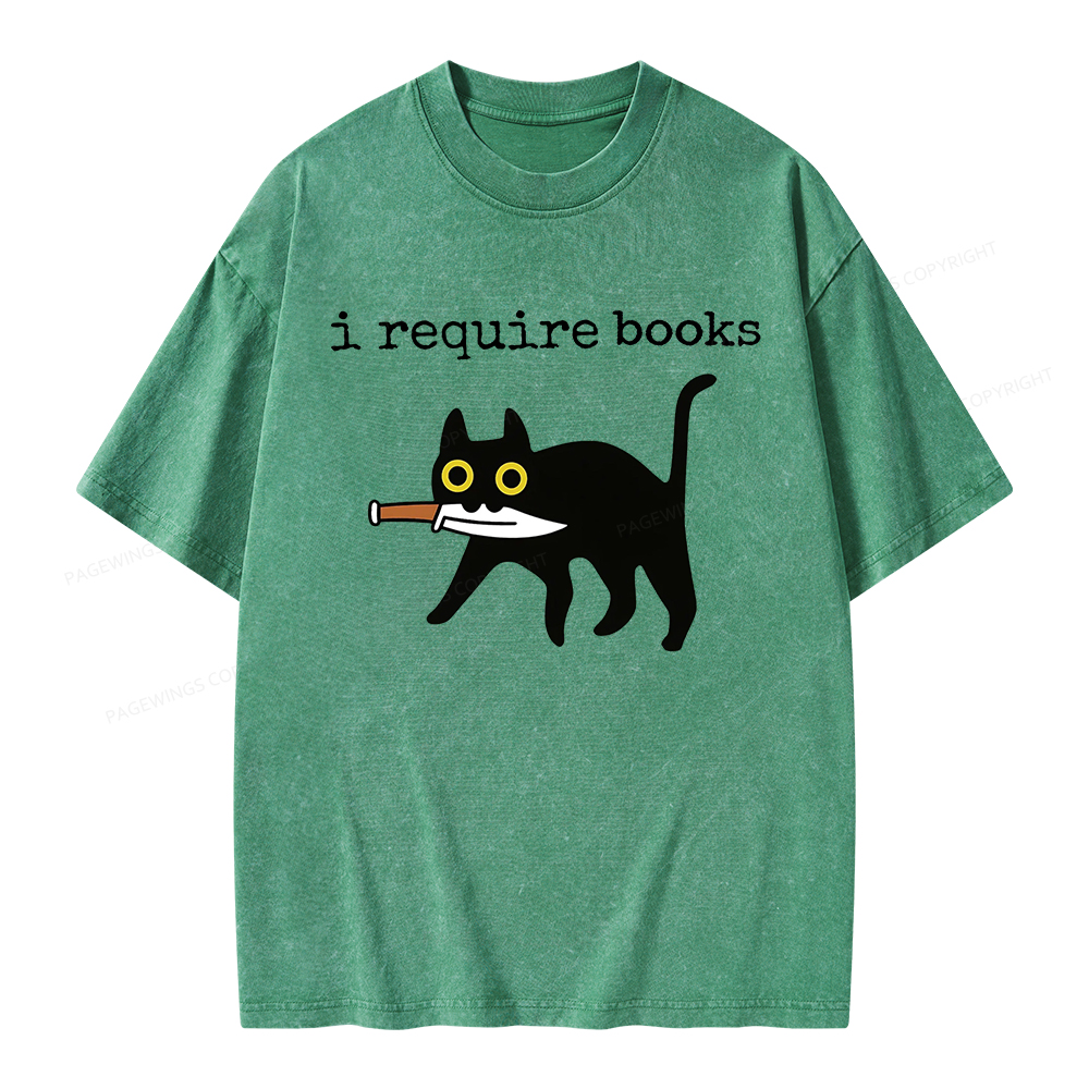 Pagewings I Require Books Unisex Washed T-shirt