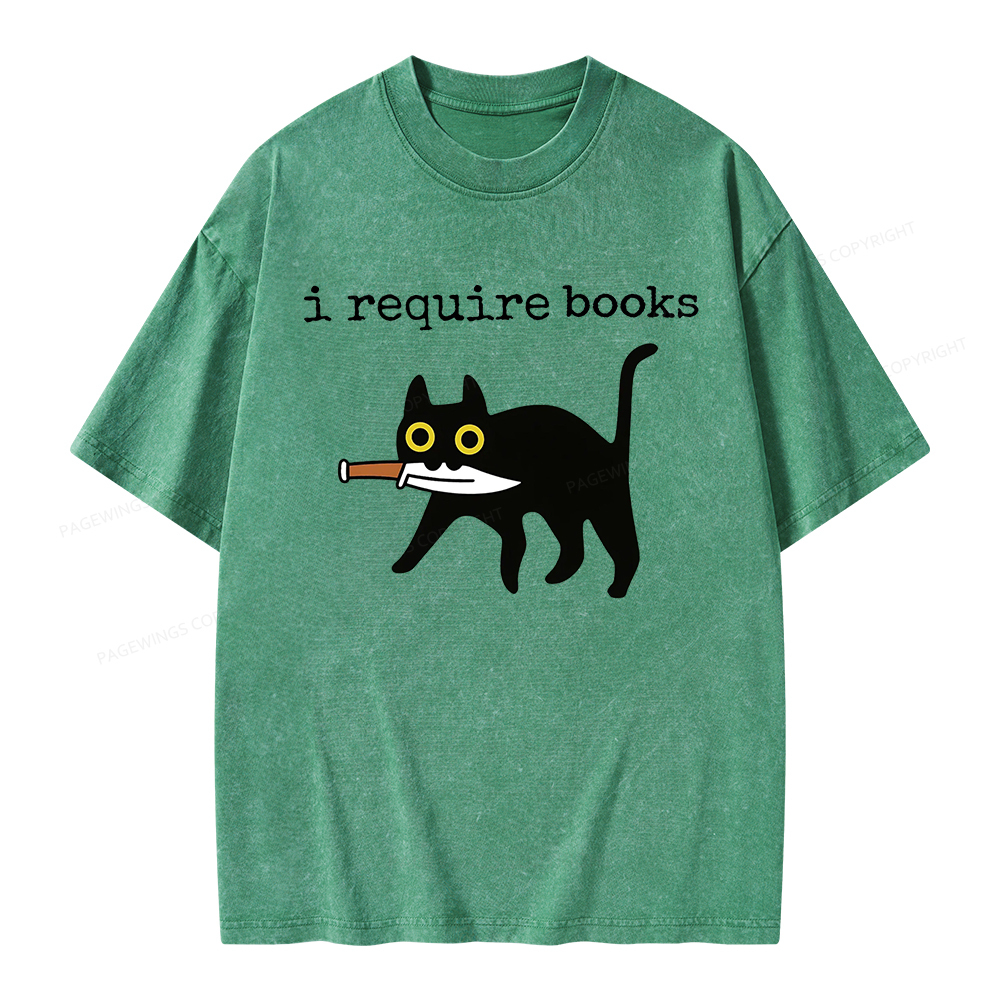 Pagewings I Require Books Unisex Washed T-shirt