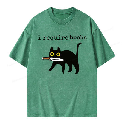 Pagewings I Require Books Unisex Washed T-shirt