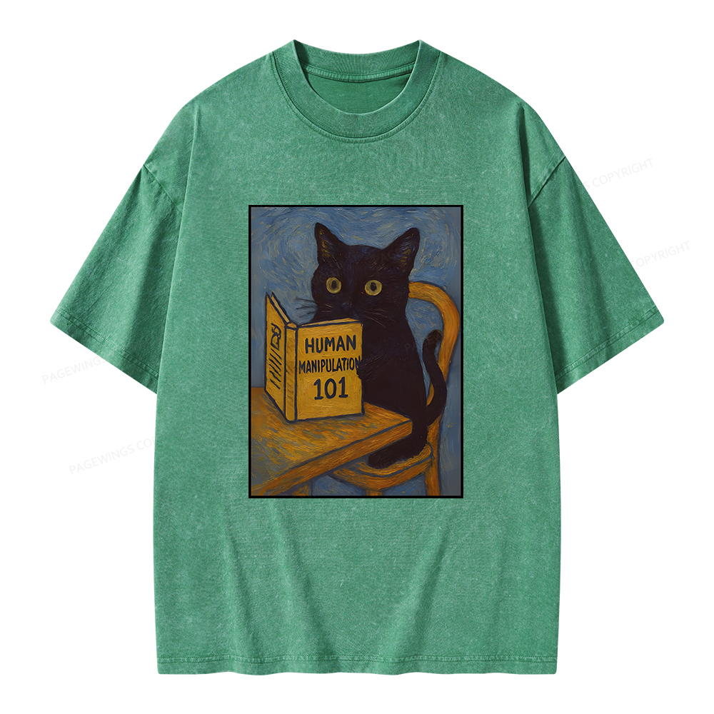 Pagewings Funny Cat Unisex Washed T-shirt