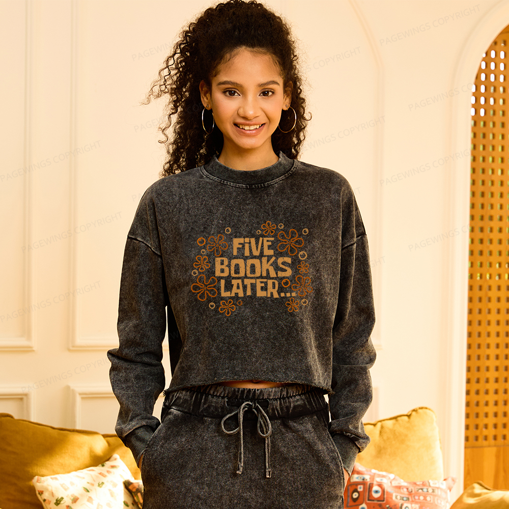 Pagewings Five Books Later Washed Crop Sweatshirt