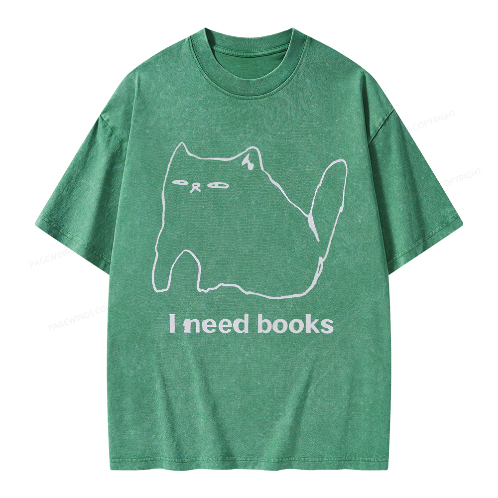 Pagewings I Need Books Unisex Washed T-shirt