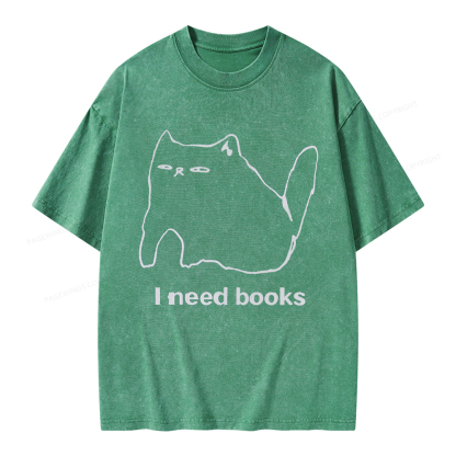 Pagewings I Need Books Unisex Washed T-shirt