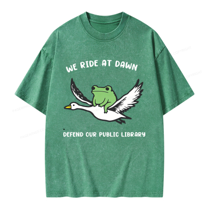 Pagewings We Ride at Dawn Unisex Washed T-shirt