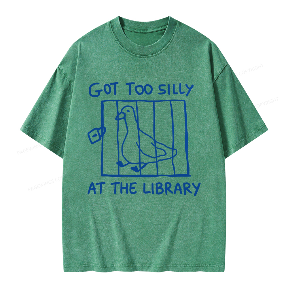 Pagewings Got Too Silly At The Library Unisex Washed T-shirt
