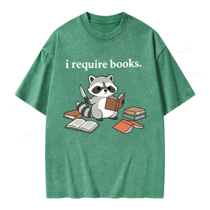 Pagewings I Require Books Unisex Washed T-shirt