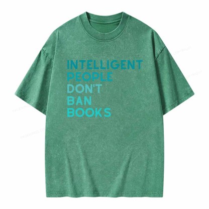 Pagewings Intelligent People Don't Ban Books Unisex Washed T-shirt