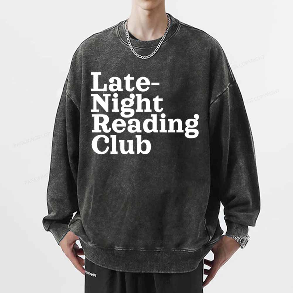 Pagewings Late-Night Reading Club Unisex Washed Sweatshirt