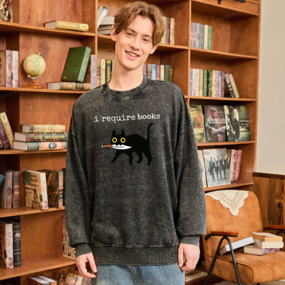 Pagewings I Require Books Unisex Washed Sweatshirt