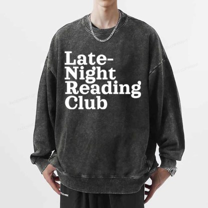Pagewings Late-Night Reading Club Unisex Washed Sweatshirt