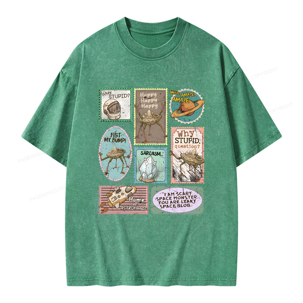 Pagewings Amaze Retro Sci-Fi Unisex Washed T-shirt