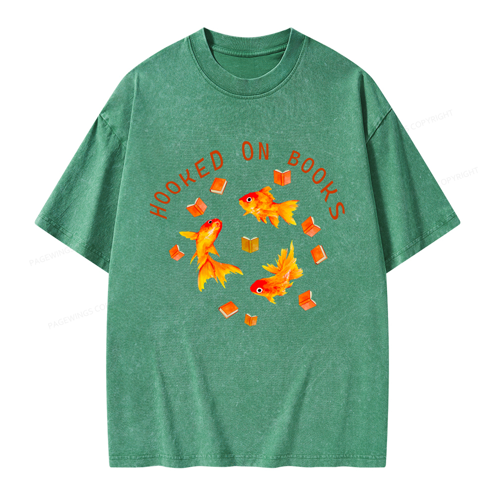 Pagewings Hooked On Books Unisex Washed T-shirt