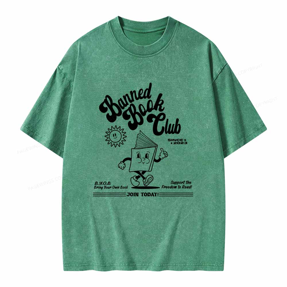 Pagewings Read Banned Books Unisex Washed T-shirt