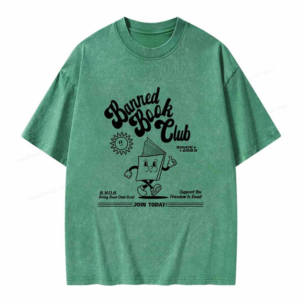 Pagewings Read Banned Books Unisex Washed T-shirt