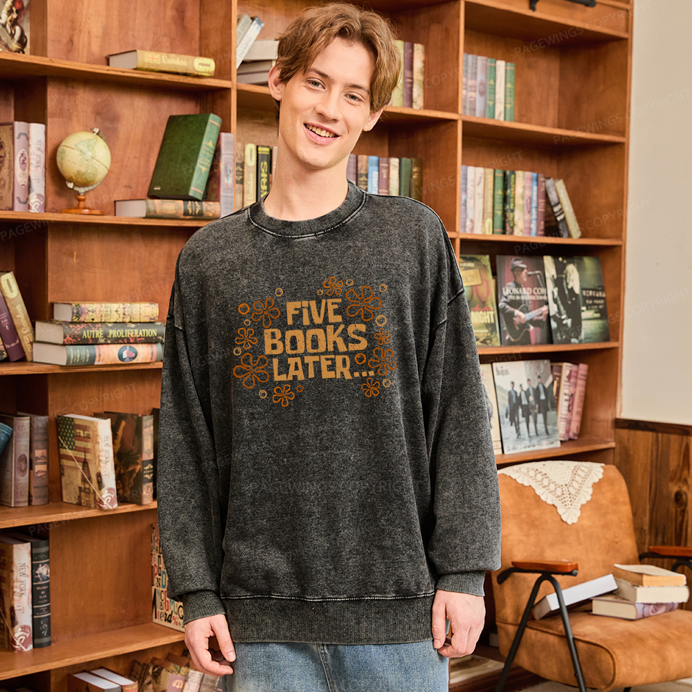 Pagewings Five Books Later Washed Sweatshirt