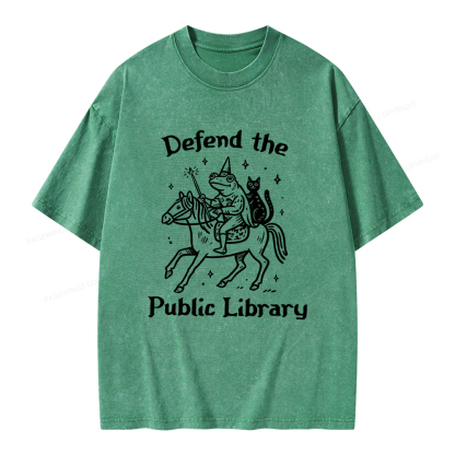 Pagewings Defend The Public Library Unisex Washed T-shirt