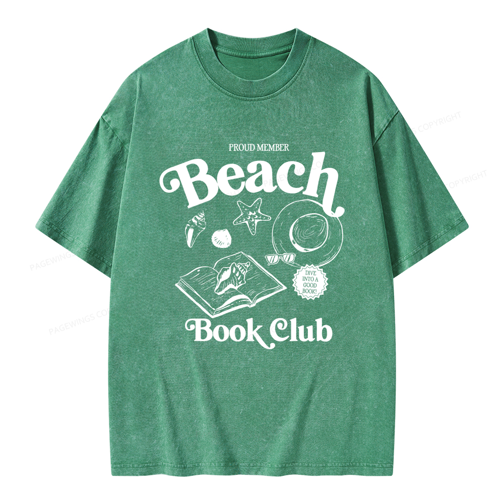 Pagewings Beach Book Club Unisex Washed T-shirt