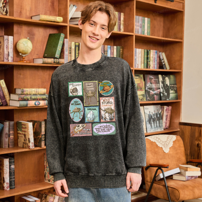 Pagewings Amaze Retro Sci-Fi Unisex Washed Sweatshirt