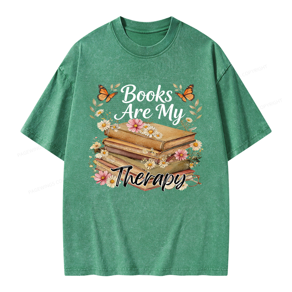 Pagewings Books Are My Therapy Unisex Washed T-shirt