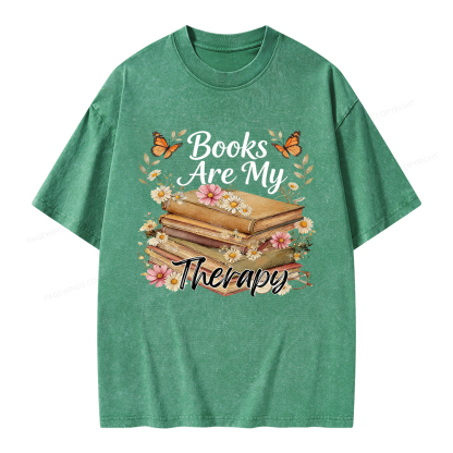 Pagewings Books Are My Therapy Unisex Washed T-shirt