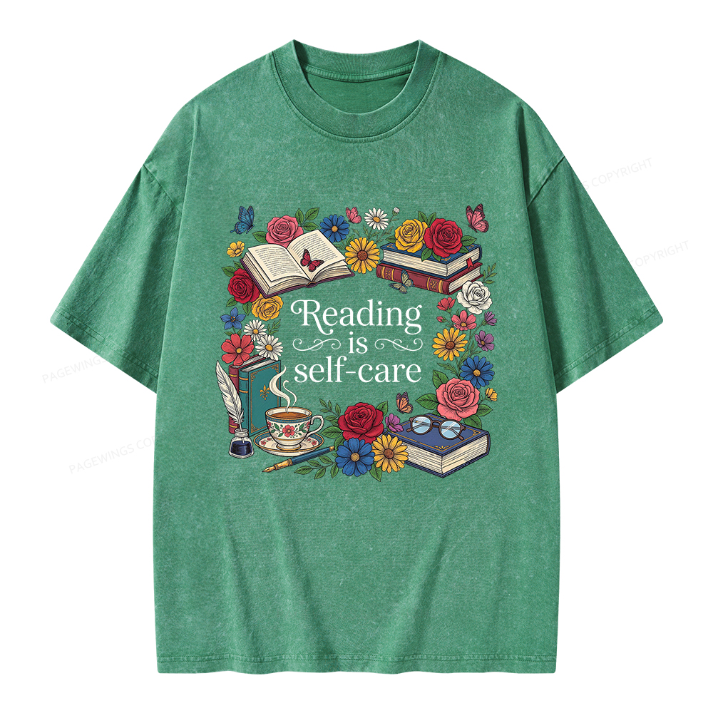 Pagewings Reading Is Self Care Unisex Washed T-shirt