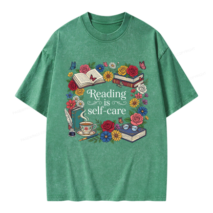 Pagewings Reading Is Self Care Unisex Washed T-shirt